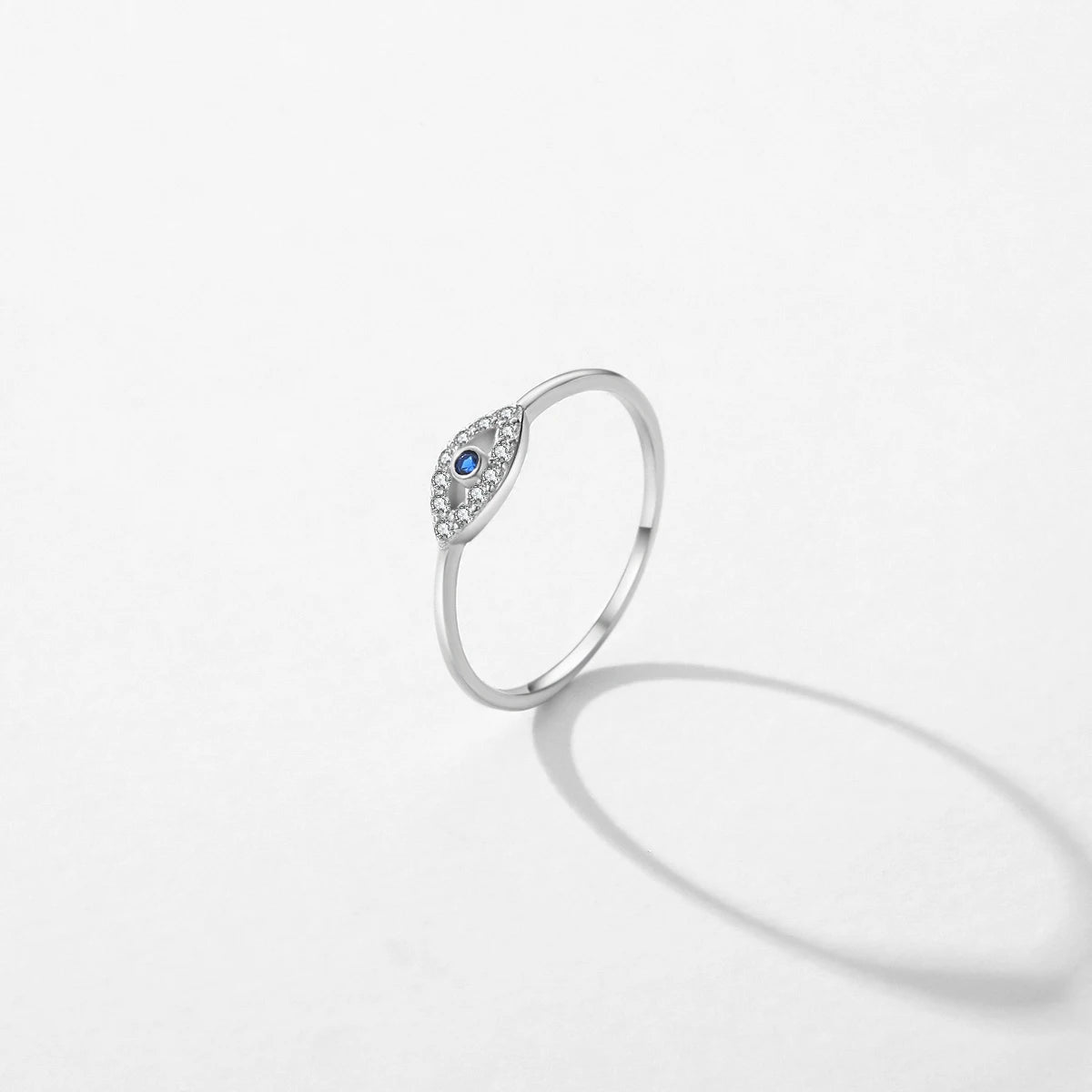 925 Sterling Silver Cute Blue Ghost Eyes Ring Sparkling Clear Cubic Zirconia For Women Fine Fashion Jewelry Birthday Gift