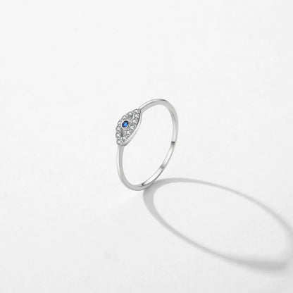 925 Sterling Silver Cute Blue Ghost Eyes Ring Sparkling Clear Cubic Zirconia For Women Fine Fashion Jewelry Birthday Gift