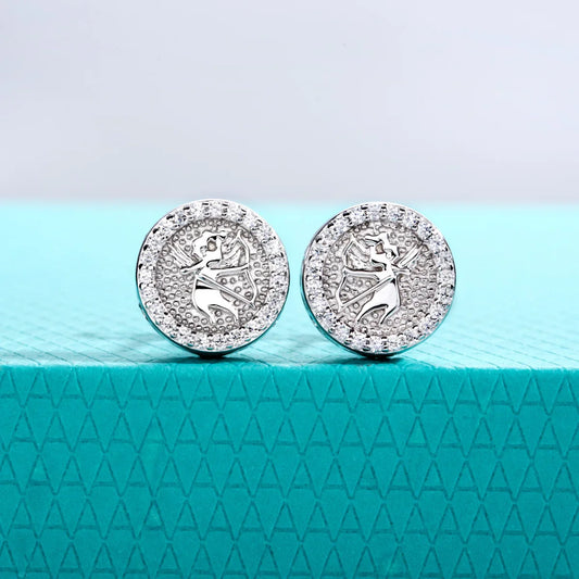 0.29cttw Iced Out Moissanite Stud Earrings 925 Sterling Silver Angel Earring New Age Hip Hop Jewelry for Men And Women
