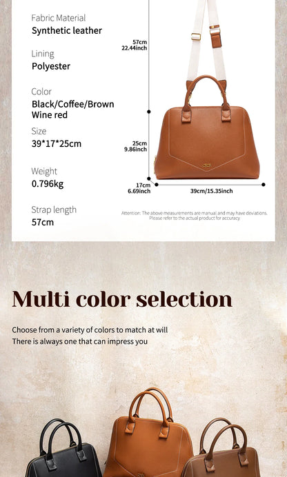 Women's Shoulder Bag New High Quality Business Bag Large Capacity Handbag Wine Red