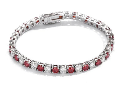 All Red Moissanite Tennis Bracelets for Women Man Wedding Jewelry with GRA s925 Sliver Plated 18k White Gold Bracelet