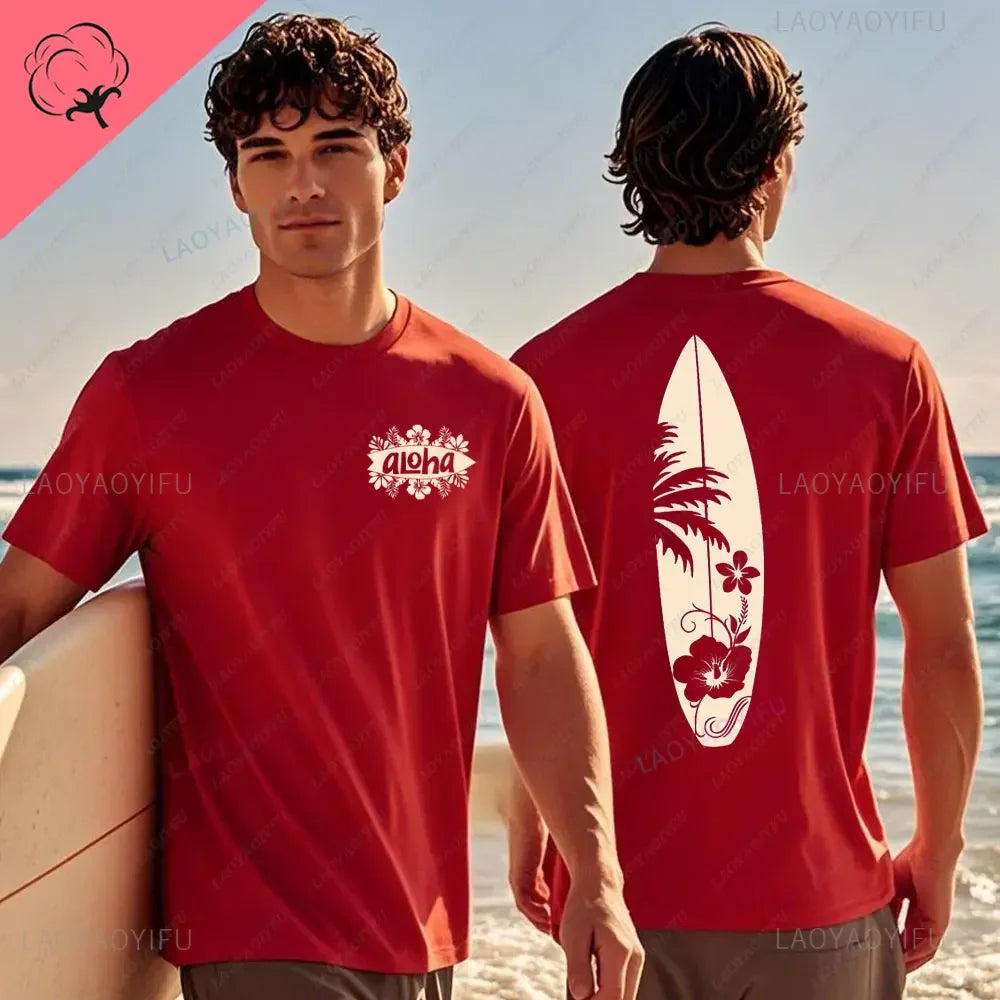 Hawaiian Traditions North Shore Hawaii Surfing Men Women White High Qulaty Cotton T-shirt Comfortable Beach-style Surf Tee Tops