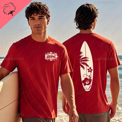 Hawaiian Traditions North Shore Hawaii Surfing Men Women White High Qulaty Cotton T-shirt Comfortable Beach-style Surf Tee Tops