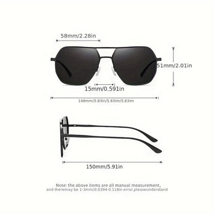 Square Polarized Photochromic Glasses Metal Frame for Men & Women Ideal for Driving