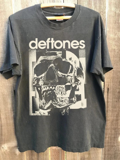 Deftones Band T-Shirt Deftones White Pony Vintage Style Charcoal Black Unisex High Quality Cotton Top Summer harajuku