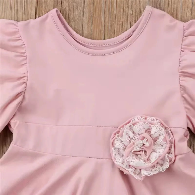 2026 New Casual Vacation Girls Summer Dress Ruffle Lace Baby Girl Princess Dress Children Flower Embroidery Outfits 0-6 Years