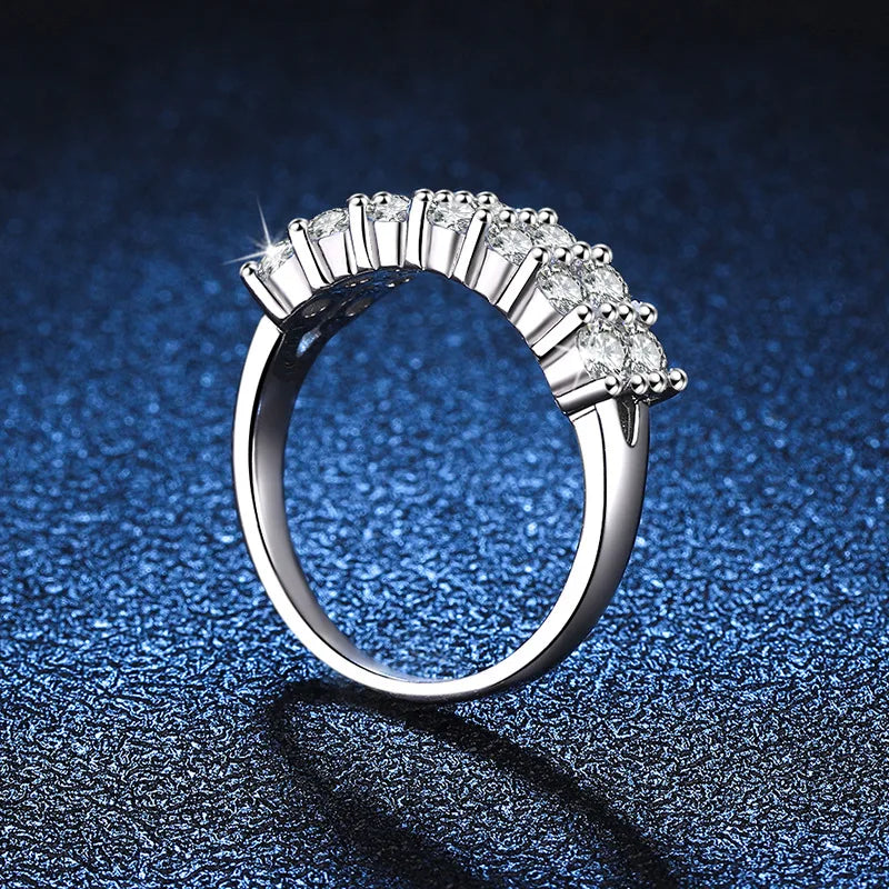 1.4CT 0.7CT 3mm Moissanite Ring for Women Half Enternity Diamond Band S925 Sterling Silver Plated White Gold Ring GRA