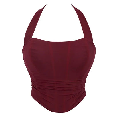Corset Halter Crop Top Women Camisole Short Cropped Tank Tops Summer Sexy Elegant Nightclub Evening Party Female Clothes