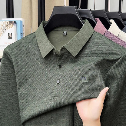 Collar Long Sleeved Polo Shirt for Men in Spring and Autumn 2025 New Business and Leisure Versatile T-shirt
