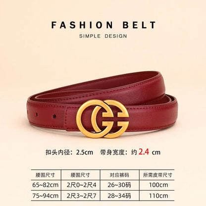 Ladies genuine leather belt, versatile decoration for business and casual wear, simple and fashionable, with a high-end feel.