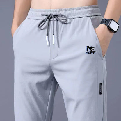 Summer men's ice silk quick drying casual pants slim fit Korean version ice silk pants sports pants straight tube quick drying p