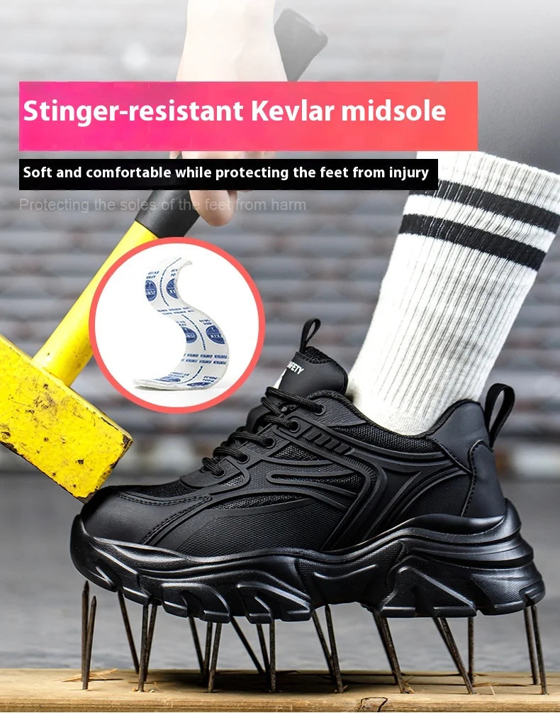 Steel Toe Safety Shoes For Women, Anti-Puncture Anti-Smash Non Slip Industrial Work Boots Lightweight Protective Platform Shoes