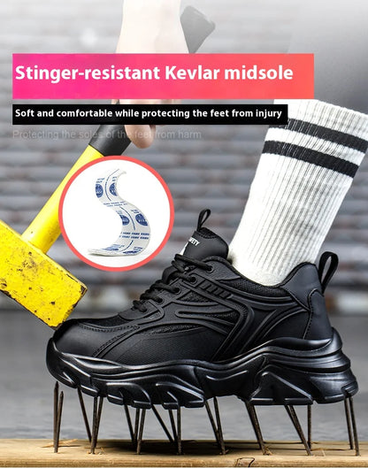Steel Toe Safety Shoes For Women, Anti-Puncture Anti-Smash Non Slip Industrial Work Boots Lightweight Protective Platform Shoes