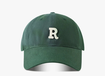 Large Head Circumference Baseball Cap Men's and Women's Dome Hat Soft Top Cap 60/65cm Sun Protection  Letter R Hat Adult Caps
