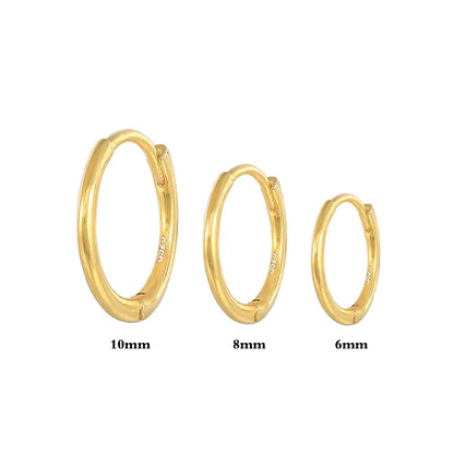 6MM 8MM 10MM 3pcs/set Glossy Round Huggie Piercing Earrings 925 Sterling Silver Cartilage Women Hoop Earing Fine Jewelry