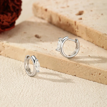 Marquise Cut VVS1 Ear Buckle Moissanite 925 Sterling Sliver Simple Neutral Hoop Earrings For Women Fine Jewelry