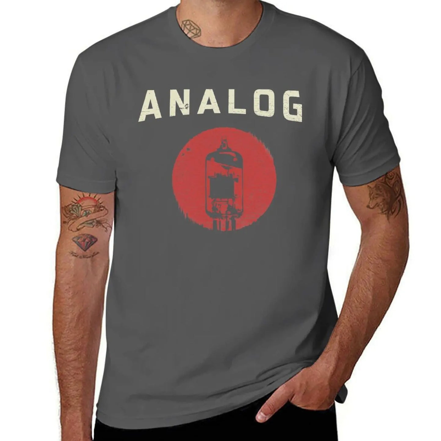 Vacuum Tube Analog Distressed Effect T-Shirt summer top graphic t shirts sweat sublime mens t shirts top quality