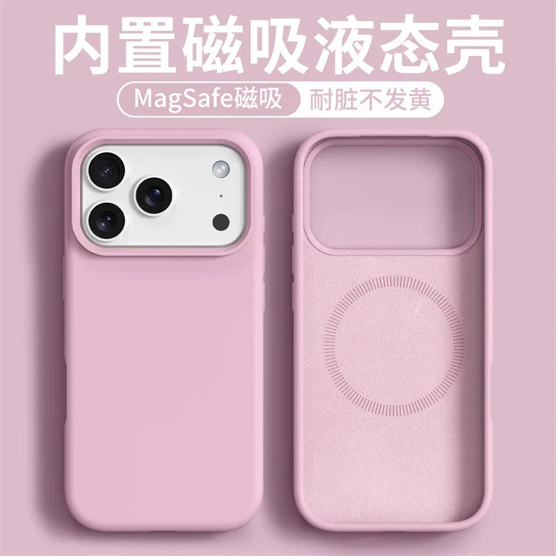 Magnetic Case For iPhone 17 Pro Max 17 Ari MagSafe Liquid Silicone Comfortable Feel Built in Flocking Protect Cover