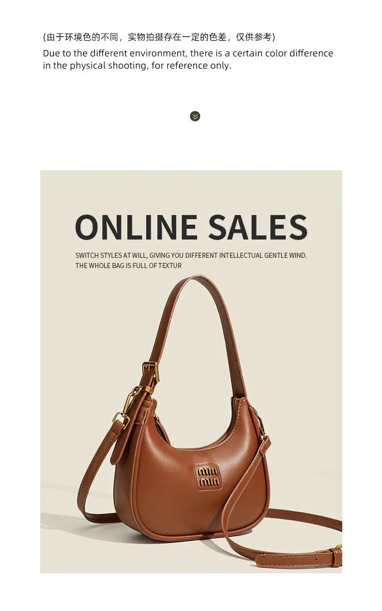 2025 Fashion Underarm Bag Top-handle Bags Women's 2025 New Arrival Casual Dumpling Bag Classyretro Shoulder Crossbody Bag