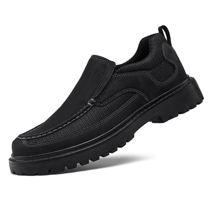 Fashion Khaki Casual Shoes for Men Suede Leather Loafers Men Platform Slip-On Men's Driving Shoes Lightweight Leisure Men Shoes