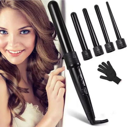 Professional Interchangeable Hair Curling Iron LCD Display Hair Curler Set 5 in 1 Interchangeable Hair Curling