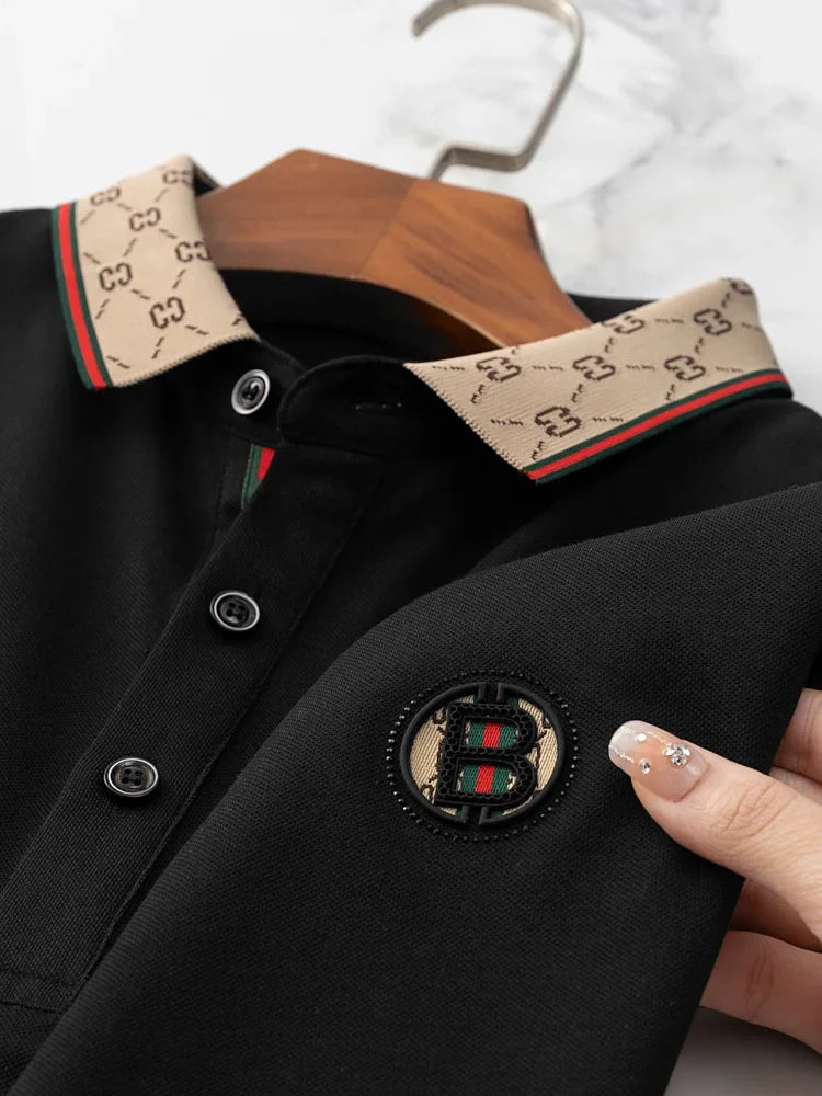 2025 New Summer Men's Business Leisure High end Fashion Boutique Embroidery Original Design Top Short sleeved Polo Shirt