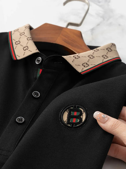 2025 New Summer Men's Business Leisure High end Fashion Boutique Embroidery Original Design Top Short sleeved Polo Shirt