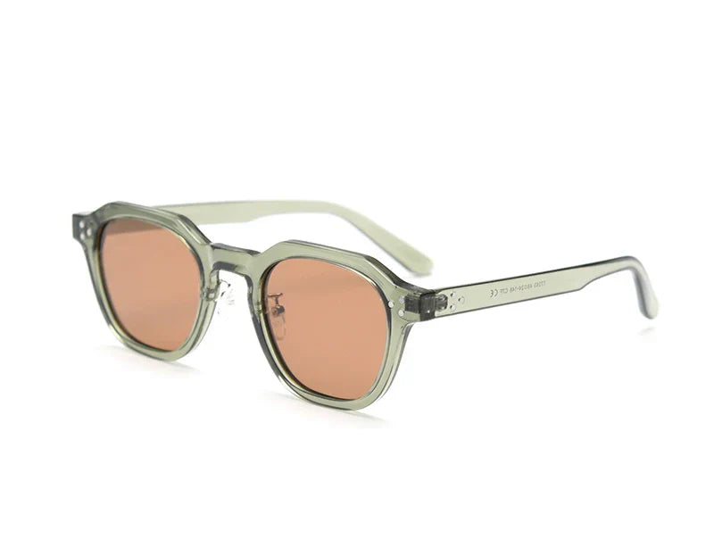 retro sun glasses for women TR90 frame polygon polarized sunglasses uv400 male green brown 2023 summer