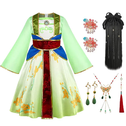 Girls Halloween Clothes Mulan Cosplay Dress Children Performance Costumes Girl Chinese Style Dress Disney Girl Priness Clothes