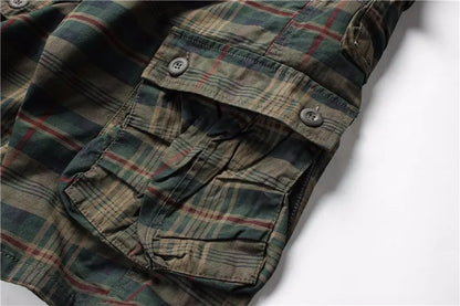 2025 Summer Men Shorts Fashion Plaid Beach Shorts Mens Casual Shorts Military Short Pants Male Bermuda Cargo Overalls No belt