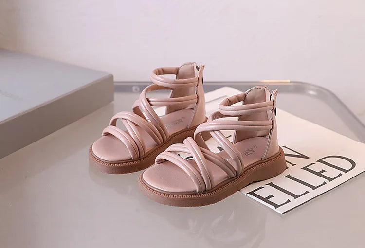 Sweet Princess Shoes for Little Girls 2026 Summer New Fashion Korean Edition High Top Roman Sandals for Girls