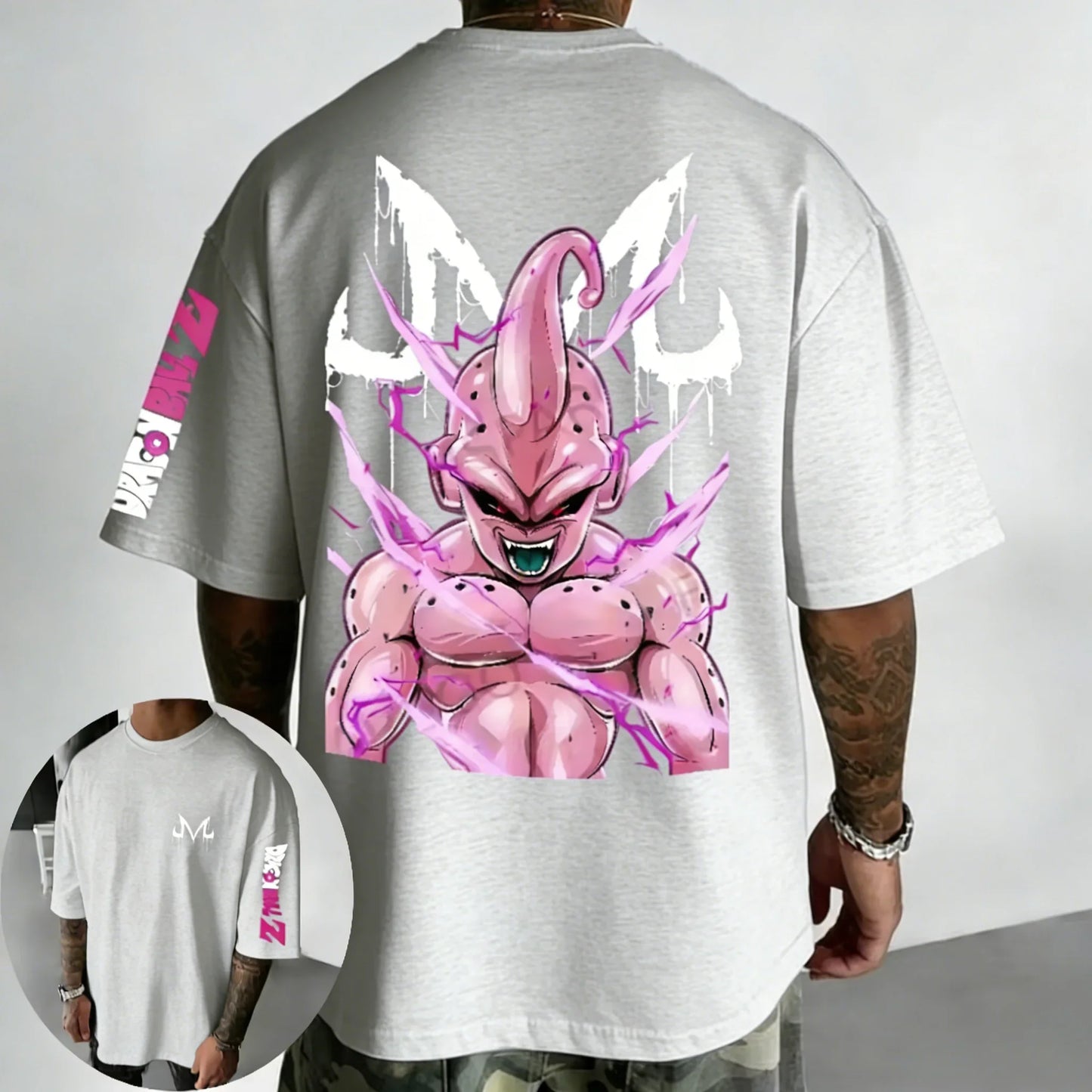 T-shirt Summer New Majin Buu Printed Men's Street Hip Hop Oversized Casual Short Sleeve Top
