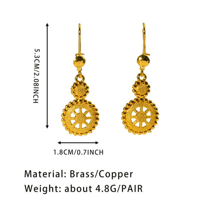 Women's 24K Gold Tassel Earrings, AU999 | "Tranquility" engraving with thread motifs, subtle professionalism for daily wear.