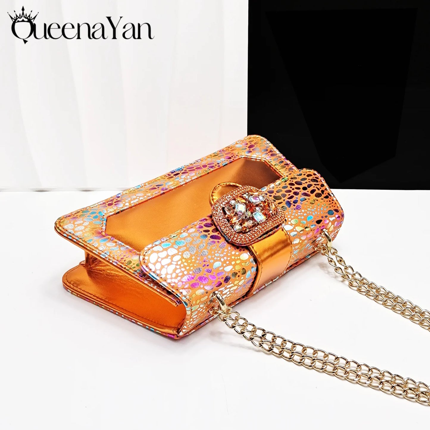 Fashion Newest Arrival Orange Color Square Toe Women Sandals Shoes Matching Bag Set for Ladies Wedding Party Pump