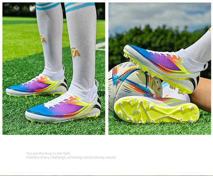Mens Soccer Shoes TF/FG High Ankle Football Boots Kids Women Outdoor Sports Shoes Multicolor Training Match Athletic Sneakers
