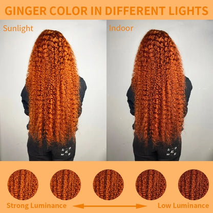30Inch Orange Ginger Water Wave Lace Front Wigs 13x4 13x6 #350 Colored Wigs Brazilian Human Hair Deep Wave Curly Wigs 260Density