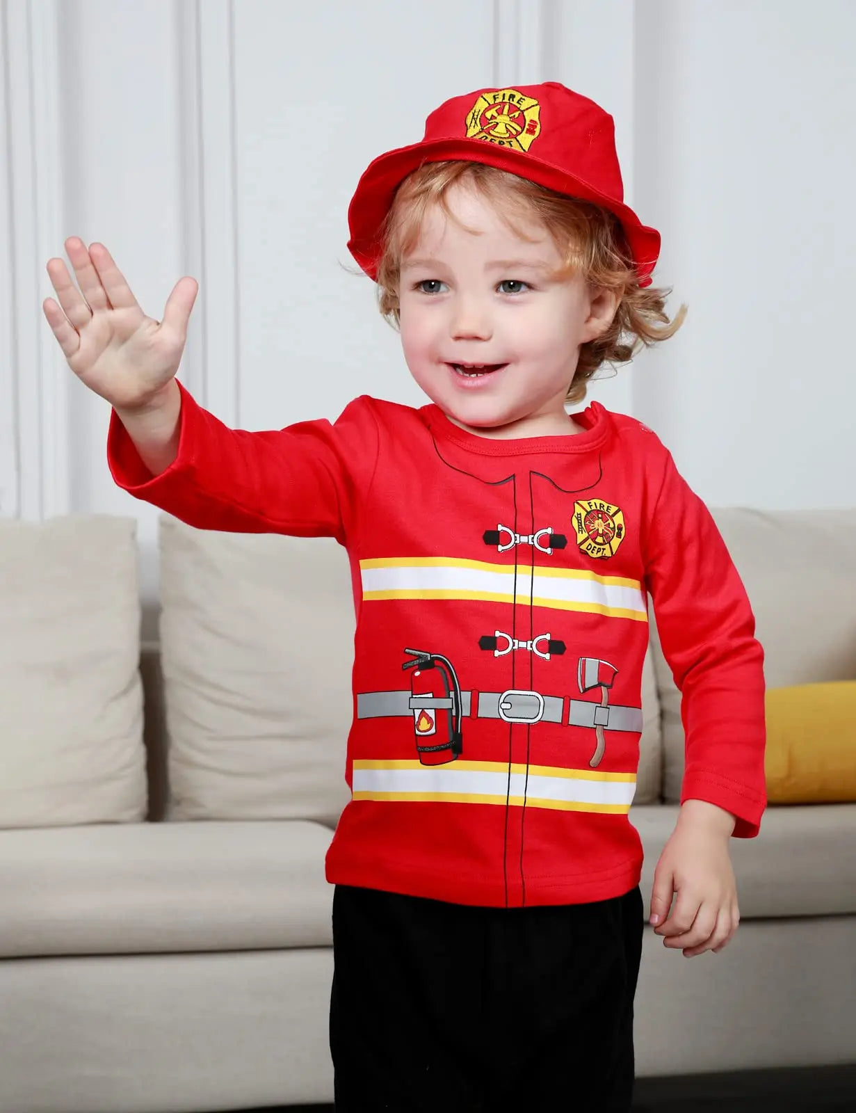 Boys Pilot Costumes Baby Firefighter Clothing Infant Police Cosplay Party Outfits Set Long Pants with Hat Halloween Costume