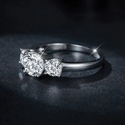 4CT Moissanite Engagement Ring for Women 3-stone S925 Sterling Silver with Gold Plated Wedding Band Promise Diamond Rings