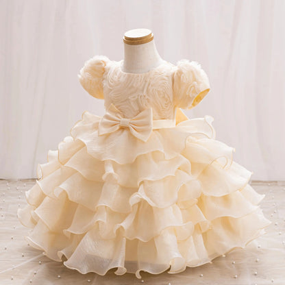 Baby Dress 2025 Spring/Summer on new three-dimensional floral soft yarn birthday party piano Performance Girl dress Elegant fluf