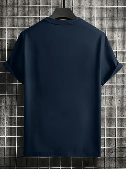 Men's summer 100% pure cotton fashionable casual loose Colombian architectural letter printed round neck short sleeved T-shirt