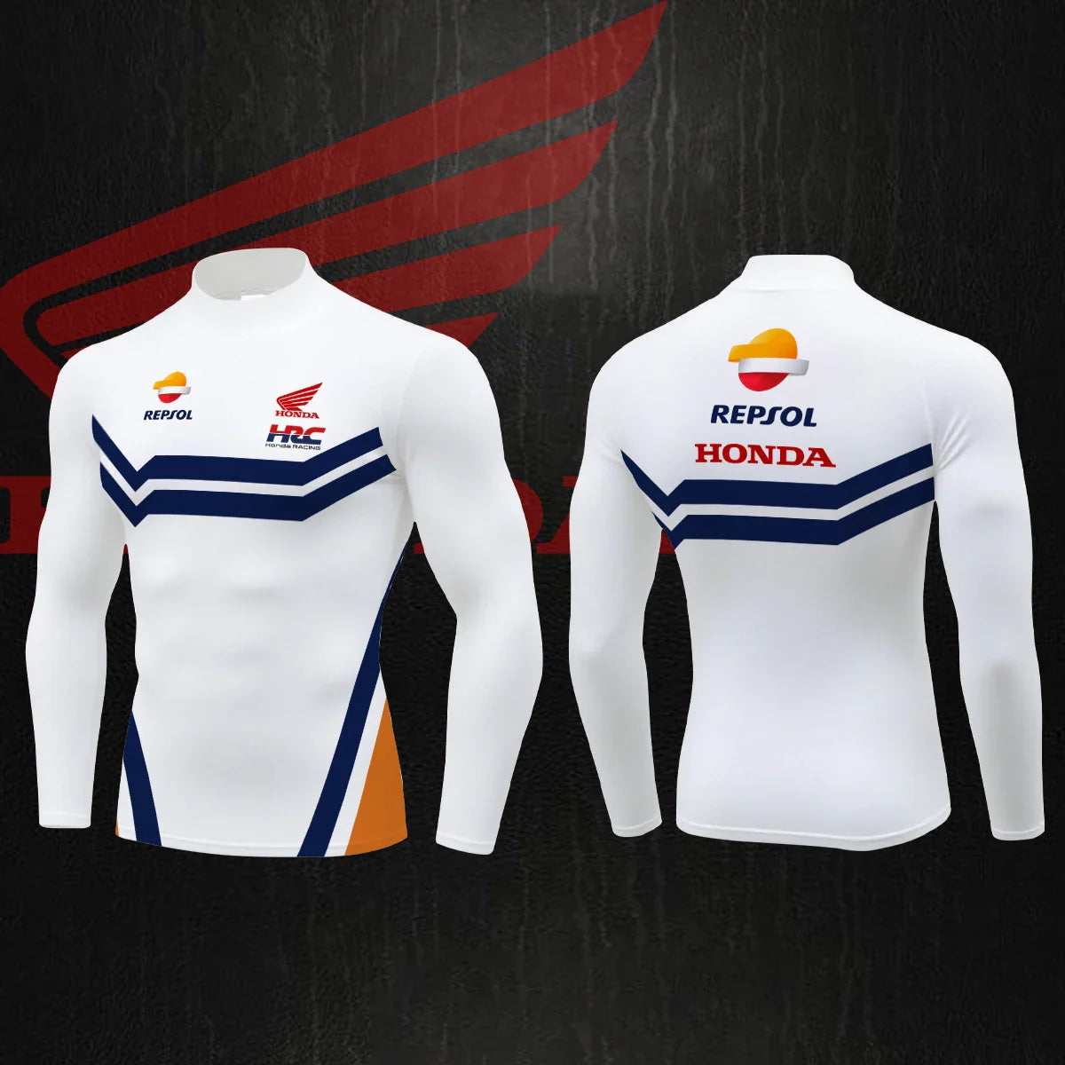 Repsol Hrc Racing Half High Neck Long Sleeve T Shirt For Men Breathable Sports And Fitness T Shirt Daily Casual Wear