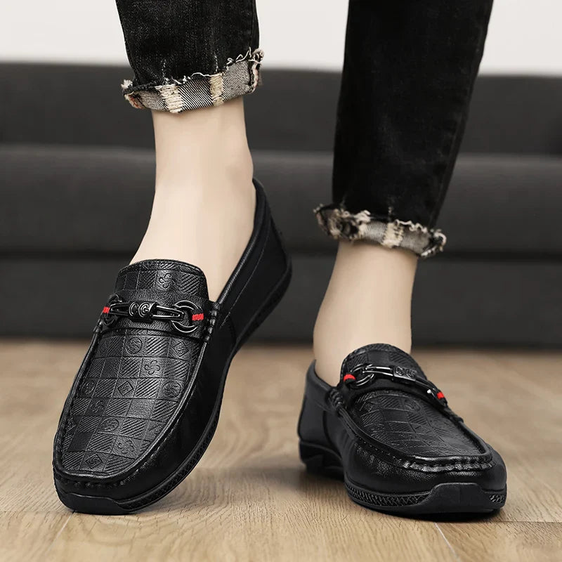 Fashion Leather Men Casual Shoes Slip on Formal Loafers Luxury Brand Comfortable Men Italian Soft Male Driving Shoes