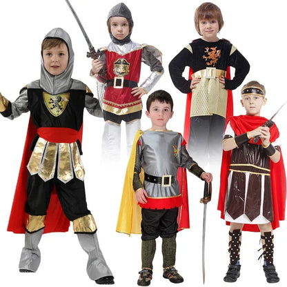 New Child Greek Roman Warrior Gladiator Costume Boys Knight Cosplay Carnival Party Fancy Dress No Weapon