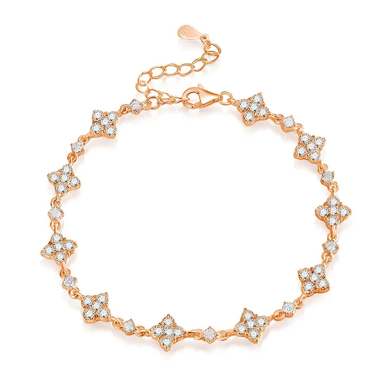 Full Diamond Moissanite Bracelets for Women Sparkling Girls Luxury Chains 100% 925 Sterling Silver Jewelry Plated 14K