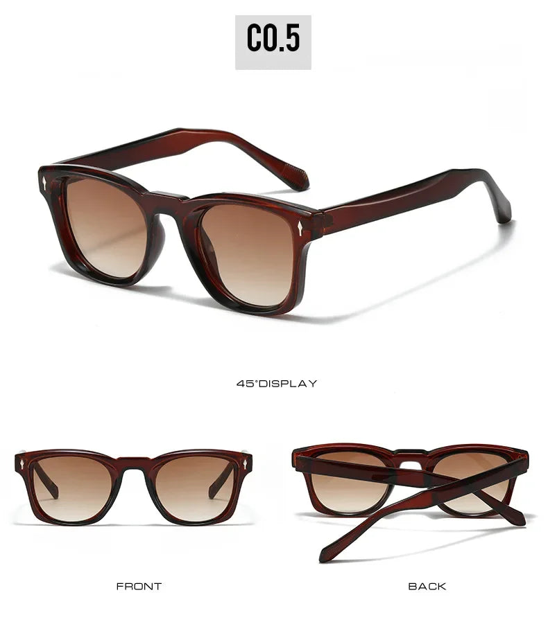 Retro Rivets Square Sunglasses Women Fashion Gradient Shades UV400 Men Green Black Sun Glasses