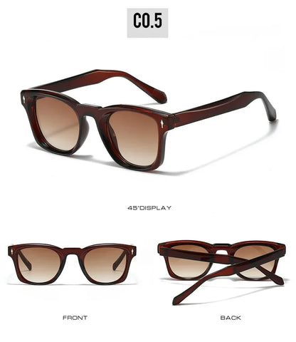 Retro Rivets Square Sunglasses Women Fashion Gradient Shades UV400 Men Green Black Sun Glasses