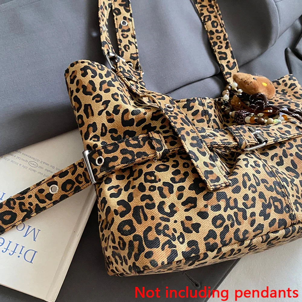 Casual Large-Capacity Leopard Print Women's Bag New Lightweight Versatile Shoulder Bag Relaxed Commuting Tote Bag
