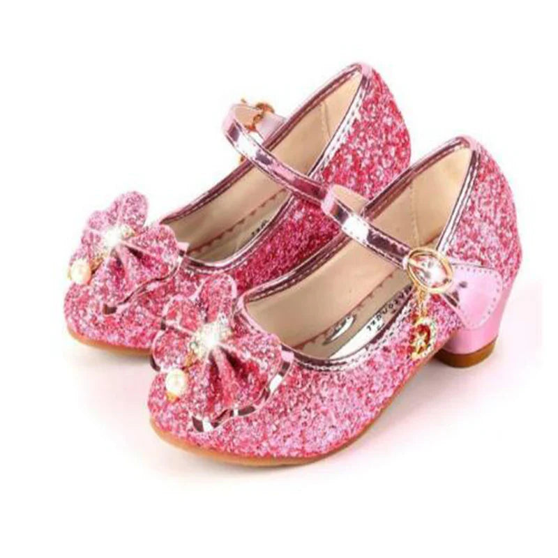 2026 Spring New Children's Shoes  Princess Shoes Girl's Fashion Sandals Crystal Princess Shoes Blue Pink Silver