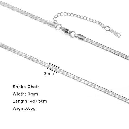 Stainless Steel Gold Color Chain Necklace Women Minimalist Cuban Paperclip Twisted Snake Chain Fashion Jewelry Wholesale