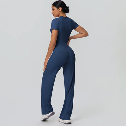 Fitness Sports Workout Yoga Set for Women Naked Feel Slim Casual Workout Top T-Shirt Quick Drying Push Up Running Pants Yoga Set